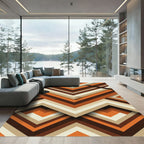Retro Orange Brown Chevron Layers Rug
