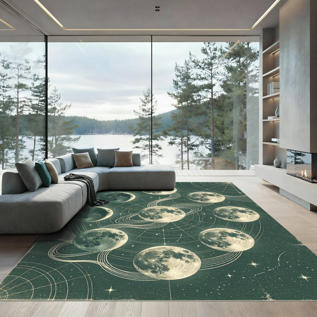 Celestial Moon Phase Stellar Map Rug