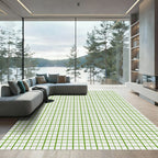 Minimalist Lime Green Grid Graph Rug