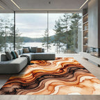 Abstract Earth Tone Fluid Wave Rug