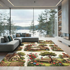 Charming Cottage Garden Red Roses Rug