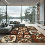 Cottage Floral Tile Earthy Terracotta Rug