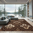 Elegant Chocolate Floral Damask Medallion Rug