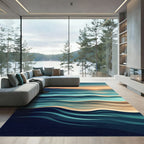 Minimalist Sunset Horizon Ocean Wave Rug