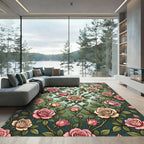 Elegant Rose Garden Floral Vines Rug