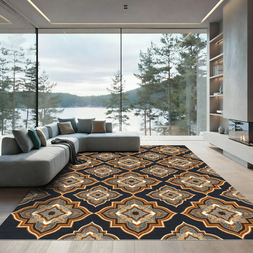Archway Medallion Inlay Dark Rug