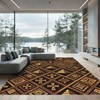 Golden Ancient Geometric Pyramid Tile Rug