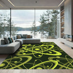 Neon Atomic Orbit Swirls Rug