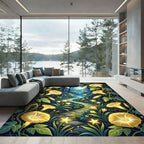 Luminous Golden Nocturnal Meadow Floral Rug