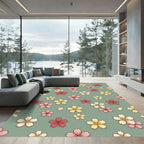 Pink Yellow Floral Scatter Rug