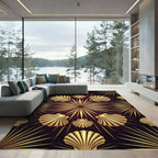 Gold Shell Radiant Sunburst Art Deco Rug