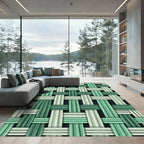 Modern Mint and Emerald Woven Texture Rug