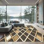 Modern Earthy Tone Diamond Grid Rug