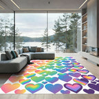 Iridescent Gradient Heart Confetti Clouds Rug
