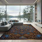 Ornate Royal Blue Gold Medallion Rug