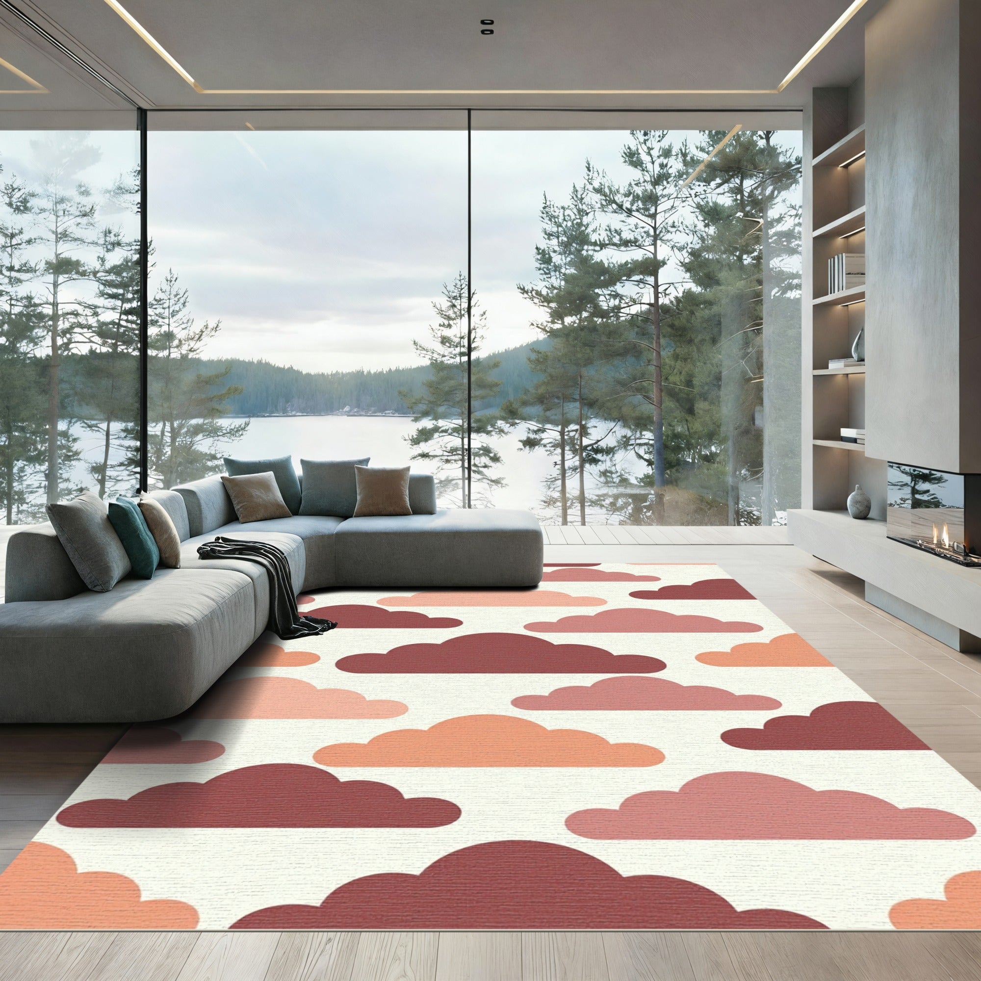 Crimson Coral Cloudscape Rug