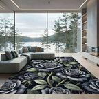 Dark Slate Gray Rose Garden Rug