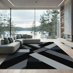 Modern Graphite Geometric Abstract Rug