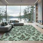 Sage Green Botanical Branch Garland Rug