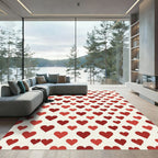 Crimson Cherry Heart Grid Rug