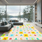 Alphabetical Grid With Colorful Accents Rug
