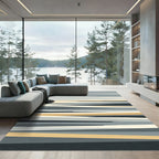 Abstract Earthy Gold Horizon Stripes Rug