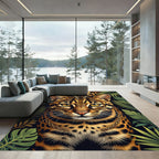 Golden Ocelot Jungle Chain Portrait Rug