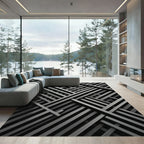 Dark Gray Intersecting Lines Rug