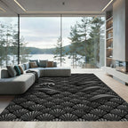 Black Waves Scallop Art Deco Rug