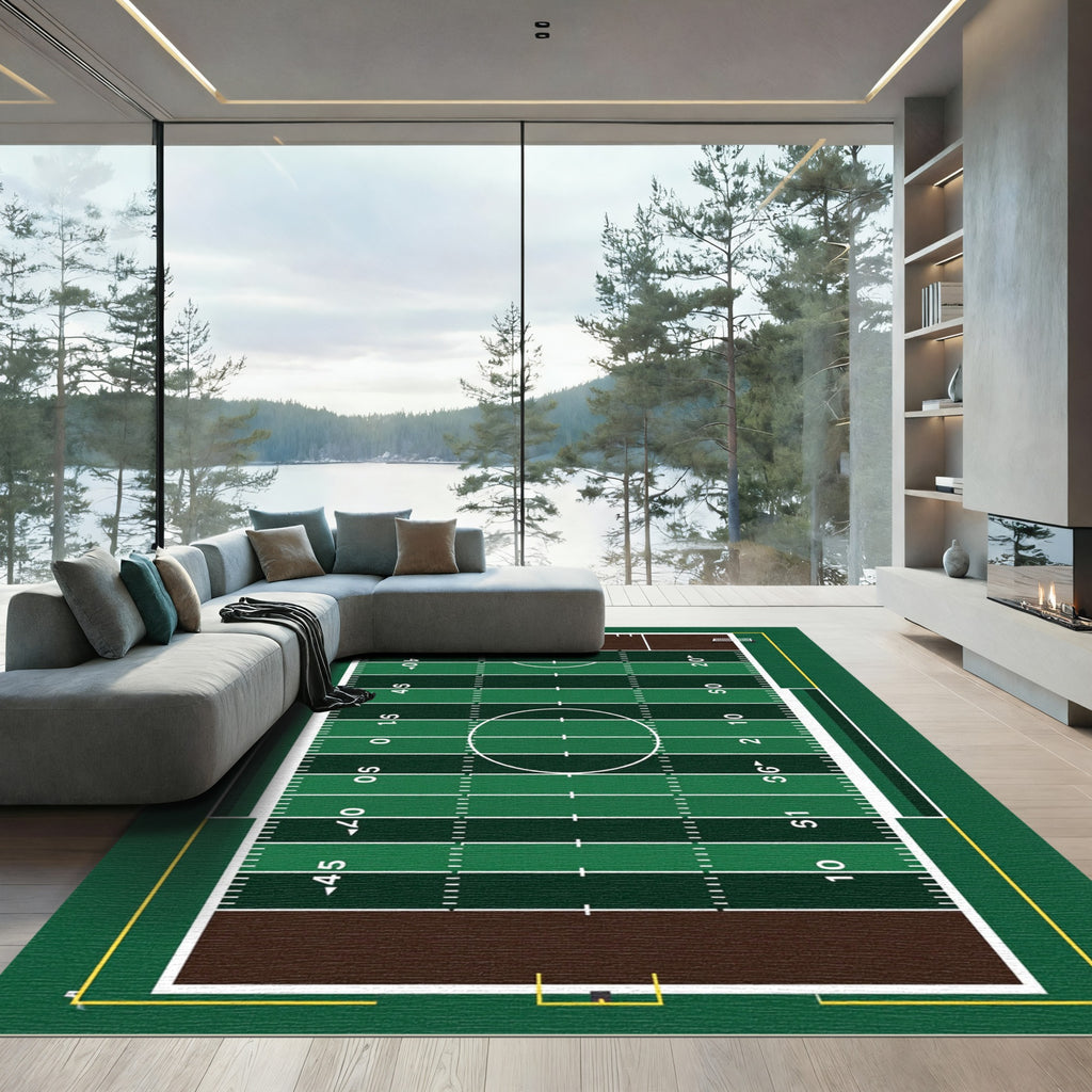 Green Athletic Gridiron Turf Field Rug