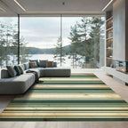 Vintage Green and Cream Striped Rug