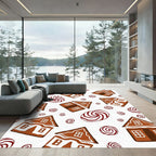Brown Gingerbread Houses Swirl Candies Rug