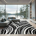 Monochromatic Grayscale Zebra Stripes Rug