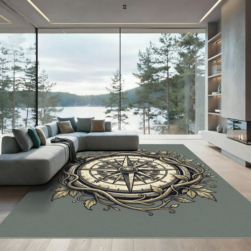 Ornate Compass Vine Garden Rug