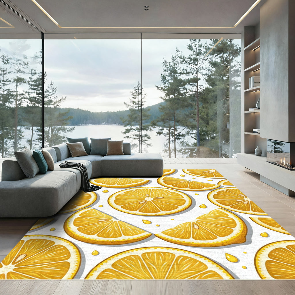Vibrant Citrus Slice Fruit Art Rug