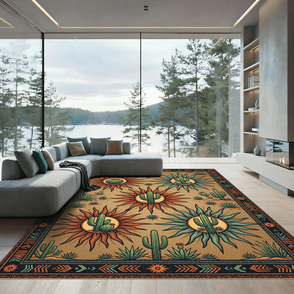 Southwest Sun Cactus Earthy Area Rug