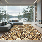 Earthy Geometric Lattice Woven Beige Rug