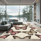 Blush Pink Butterfly and Rose Garden Rug