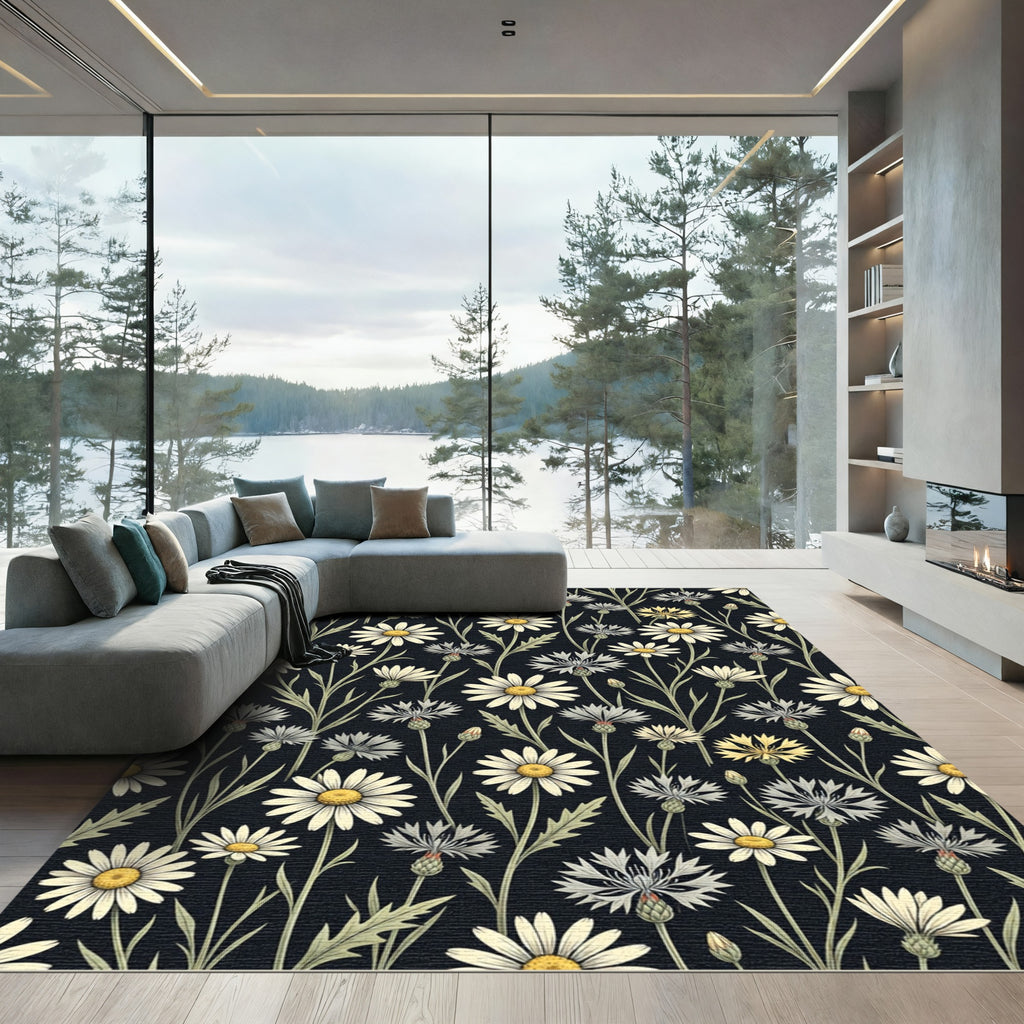 Botanical Daisy And Cornflower Meadow Rug