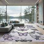 Ethereal Lavender Butterfly Moth Meadow Rug