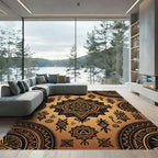 Golden Bronze Tribal Geometric Mandala Rug