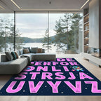 Pink Space Alphabet Astronaut Rug