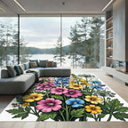 Vibrant Botanical Meadow Wildflower Garden Rug