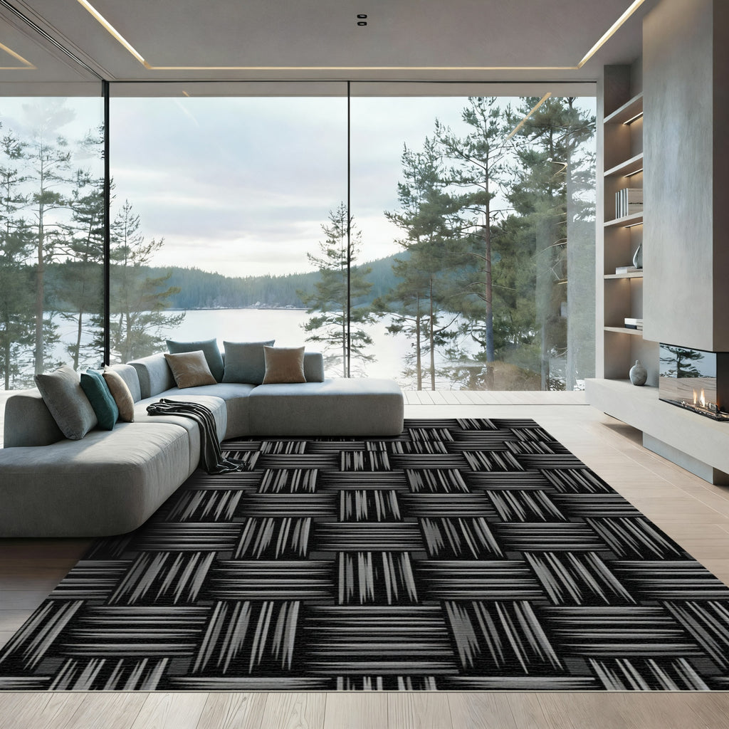 Charcoal Gray Woven Texture Rug