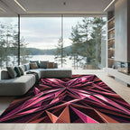 Geometric Magenta Crystal Star Art Rug