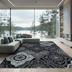 Art Nouveau Mandala Arabesque Grey Rug