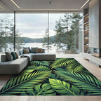 Verdant Rainforest Leaf Mosaic Art Rug