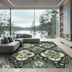 Botanical Sage Green Gilded Quatrefoil Rug