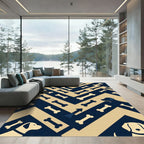 Navy and Cream Geometric Dog Bone Rug