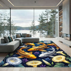 Golden Koi Fish Floral Morning Glory Rug